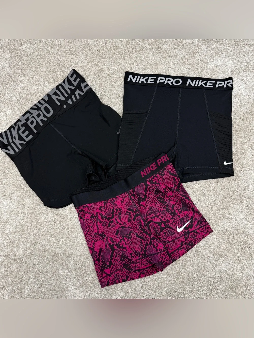 Nike Pro Women's Compression Performance Shorts 3 Pair Bundle Size Medium